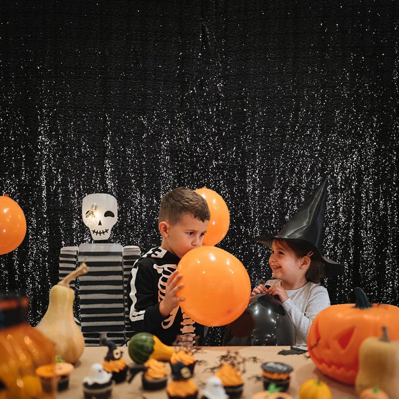 SquarePie Sequin Backdrop 5FT x 7FT Black Background Sparkly Curtain for Halloween Wedding Party - Image 4